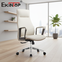 Fauteuil de bureau de direction Ekintop blanc moderne à dossier haut, luxueux, inclinable, en cuir, ergonomique, pour le bureau