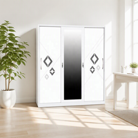 Armoire en acier moderne à 3 portes, armoire de chambre en métal avec miroir, armoire de rangement à motifs floraux, pour salon, hôtel, appartement