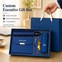 Ensemble cadeau pour conférence avec logo personnalisé : parapluie pliable, stylo, clé USB et bouteille isotherme