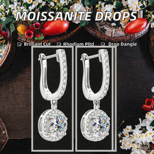 Modernos Pendientes de Aro Colgantes con Diamantes de Moissanita Chapados en Rodio de Plata 925 para Uso Diario Clásico de Mujer, Regalo de Boda, Moda - Product Image 3