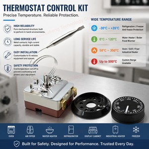 16A 50 - 190 ℃   <span class=keywords><strong>Thermostat</strong></span> capillaire réglable pour friteuse à air, certifications CE UL TUV, régulateur de température, chauffage de <span class=keywords><strong>four</strong></span> - Product Image 2