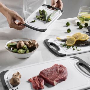 OEM Customized Non Slip <b>Rubber</b> Handle Multi Function Rectangle Index <b>Plastic</b> PP Cutting Board Set for Kitchen - Product Image 3