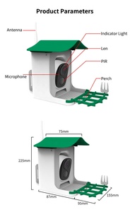 Mangeoire à oiseaux intelligente avec caméra 1080P HD, identification d'oiseaux par IA, caméra extérieure à énergie solaire pour l'observation des oiseaux dans la cour - Product Image 3