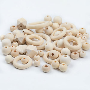 Wooden <b>Beads</b> Set 126Pcs Mixed Shapes Natural Color For Bracelet Making With Waxed <b>Thread</b> Bagged - Product Image 3
