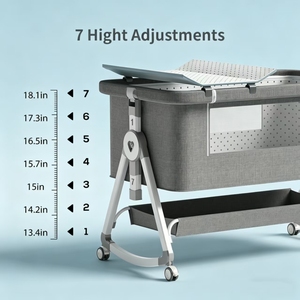 Portable Folding Baby Crib With Bottom Storage Basket, Easy Move Wheeled Design Practical Home Nursery Sleeping <strong>Cot</strong> - Product Image 3