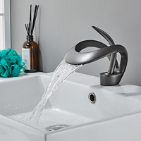 Robinet de lavabo cascade chromé chaud/froid à double usage, avec cartouche céramique, monocommande, à poser sur comptoir