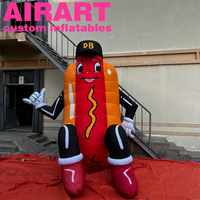 Ballon gonflable en forme de hot-dog en tissu Oxford, personnage de dessin animé gonflable, Artair Inflatables, saucisse gonflable personnalisée, dessin animé