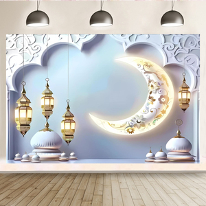 7*5 футов большой фон для свадебной вечеринки с изображением Луны звезды фонарь Рамадана умры Карима баннер фон для мусульман - Product Image 3