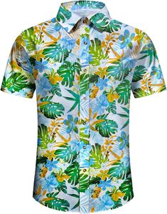 Camisa de playa con botones de manga corta hawaiana Vintage para hombre, estampado Floral tropical en tela de sarga para fiesta de verano o vacaciones - Product Image 6