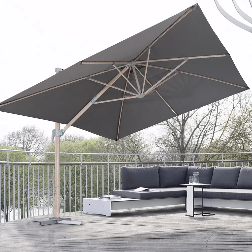Ucuz fiyat büyük açık şemsiye 4m x 3m konsol veranda şemsiye güneş bahçe avlu siyah Cafe şemsiye