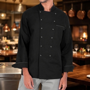 Uniforme <span class=keywords><strong>de</strong></span> restauration en gros d'usine <span class=keywords><strong>veste</strong></span> <span class=keywords><strong>de</strong></span> <span class=keywords><strong>chef</strong></span> <span class=keywords><strong>brodée</strong></span> avec logo uniformes <span class=keywords><strong>de</strong></span> cuisine à manches longues pour la cuisine - Product Image 1