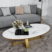 Grande table basse style ovale en pierre de marbre, Design, bureau pour meubles d'hôtel, livraison gratuite