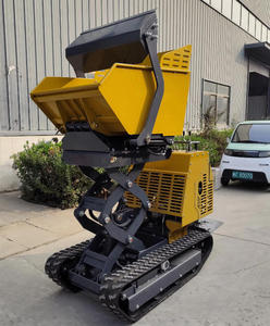 Yellow Mini Crawler <b>Dumper</b> Diesel Powered Hydraulic Loader With <b>Track</b> System For Construction Use - Product Image 6