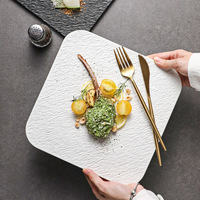 Offre Spéciale – Assiettes carrées plates en céramique à texture rocheuse pour restaurant – Vaisselle de table
