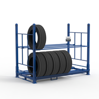 Palette en acier pour pneus de SUV et de camionnette: support de stockage de pneus empilable | Rayonnage d'entrepôt robuste pour l'organisation des pneus
