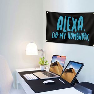 Tapiz Decorativo <span class=keywords><strong>de</strong></span> Pared con Diseño <span class=keywords><strong>de</strong></span> <span class=keywords><strong>Alexa</strong></span> Hágase el Trabajo Escolar, 3x5 pies, Estilo Bandera, Decoración Digital para Dormitorio Universitario, Sala <span class=keywords><strong>de</strong></span> Estar, Habitación Universitaria - Product Image 3
