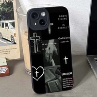 Coque de téléphone portable en TPU avec impression croix d'amour et motif œil de pupille, avec ouverture pour appareil photo, pour iPhone 8 X Xr Xs 11 12 13 14 15 16 17 Pro Max