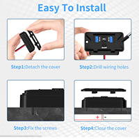 WLETO Cargador de Pared para RV de 4 Puertos 12-24V USB ABS+PC 102W con Puertos PD3.0/QC3.0 A+C, Luces LED y Pantalla de Monitoreo de Voltaje