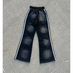 Pantalon de survêtement évasé décontracté personnalisé pour hommes avec cordon de serrage à la taille moyenne délavé au <span class=keywords><strong>soleil</strong></span> Vintage Acid Wash Pantalon de survêtement lourd Style jogger - Product Image 4