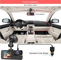 Caméra de tableau de bord WiFi 1080P 3 canaux pour voiture, caméra de tableau de bord avant et intérieure, enregistreur vidéo de sécurité pour voiture 150 °   Caméra grand angle pour véhicule WDR