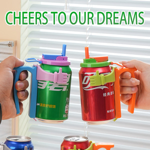 Nouveaux couvercles et supports jetables en <span class=keywords><strong>plastique</strong></span> pour canettes de soda, avec couvercle anti-débordement et support pour <span class=keywords><strong>paille</strong></span>, pour fêtes - Product Image 2