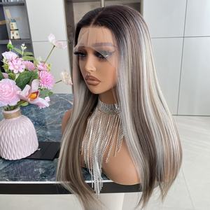 Encaje Sintético de Lujo de Venta Caliente, Suministro de Fábrica, 13x4, 22 Pulgadas, Largo, Liso, Resistente al Calor, Sin Pegamento, Encaje Frontal Transparente, Rubio - Product Image 5