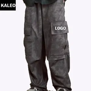 KALEO Custom Logo High Quality Casual Men Hip Hop Baggy Big Pockets Cargo Stacked Pants Printed Sweatpants Men