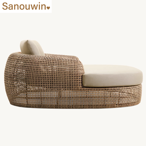 Cama <span class=keywords><strong>de</strong></span> Día con Estructura <span class=keywords><strong>de</strong></span> Aluminio y Asiento <span class=keywords><strong>de</strong></span> Ratán, Cojín Cómodo, Resistente a los Rayos UV y a la Intemperie, <span class=keywords><strong>Muebles</strong></span> <span class=keywords><strong>de</strong></span> Exterior Ecológicos y Duraderos para Jardines - Product Image 3