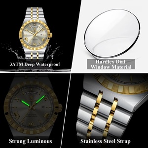 Montre de luxe pour homme d'affaires, montre à date et jour, étanche, lumineuse, en acier inoxydable, quartz, montre-bracelet tendance pour homme - Product Image 5