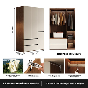 Armadio Combinato Moderno Semplice ed Economico per Camera da Letto e Appartamento con Vano Superiore per Stoccaggio - Product Image 1