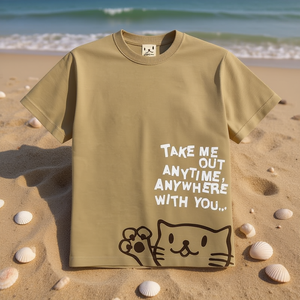 T-shirt da uomo e da donna a maniche corte con stampa gatto color Sabbia Kaki SCOPY Scorpion - Product Image 3