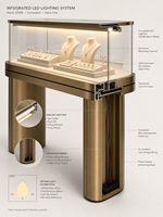 Présentoir à bijoux sur pied, vitrine en bois, métal et verre avec éclairage LED, fournisseur en gros pour centre commercial