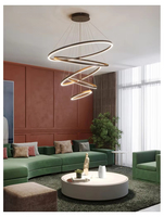 Lampu gantung LED empat cincin gaya Modern, lampu gantung pernikahan Hotel mewah rendah penjualan laris untuk ruang tamu