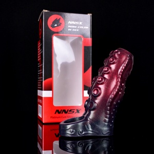 Condón de silicona hueco abierto para masturbación masculina, dispositivo de alargamiento de pene, anillo de silicona, juguete sexual - Product Image 1
