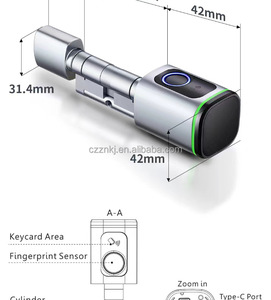 Giá bán buôn thông minh xi lanh khóa Châu Âu tuya App Keyless xi lanh khóa thông minh nhà phân phối với mật khẩu thẻ - Product Image 4