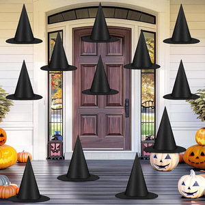 Chapeaux de sorcière noirs, ornements suspendus, décoration de fête d'Halloween, intérieur/extérieur, plafond, porte - Product Image 4