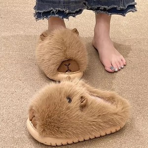 Nuove <span class=keywords><strong>pantofole</strong></span> di cotone per le donne Kapibala moda Hairy Drag Cartoon riccio peloso casa calore cotone Drag all'ingrosso - Product Image 4