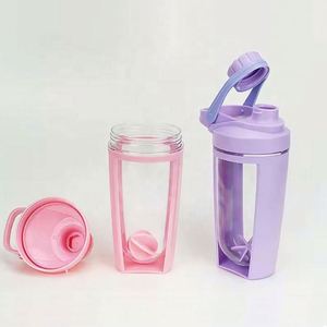 Vente en gros de bouteilles de shaker de fitness en plastique sans BPA de 16 oz avec logo personnalisé, couleur personnalisée, avec couvercle à vis - Product Image 3