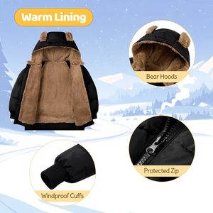 Manteaux d'hiver pour tout-petits de 6 mois à 5 ans, chauds, à capuche, vêtements d'extérieur teints et imprimés, taille 5 - Product Image 4