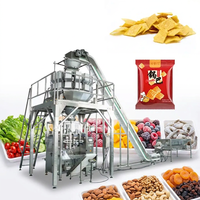 Machine de remplissage verticale automatique pour granulés alimentaires, poudre, noix, fruits secs, chips, snacks, sucre, avec scellage 3 côtés et peseuse à 10 têtes