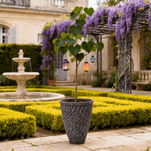 Pot de fleurs en résine plastique imitant la <span class=keywords><strong>pierre</strong></span>, pour l'intérieur et l'extérieur, grand format, auto-arrosant, avec trou de drainage, finition peinte, minimaliste - Product Image 1