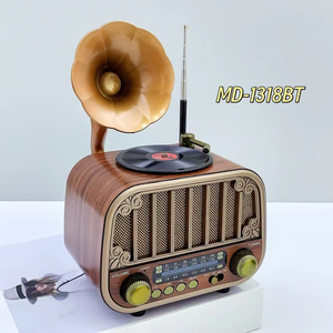 Adornos para el salón, reproductor de música portátil decorativo para el hogar, estilo Retro, fonógrafo Vintage clásico, altavoz de madera - Product Image 5
