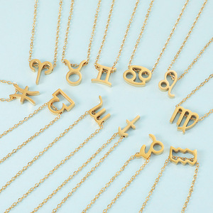 2023 superventas 12 signos del zodiaco colgante collar 18K chapado en oro de acero inoxidable encanto <span class=keywords><strong>para</strong></span> mujer - Product Image 1