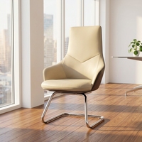 Chaise de réception moderne pour visiteurs, dossier haut, en cuir, base cantilever, chaise de bureau ergonomique en cuir pour usage commercial
