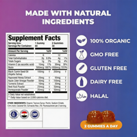 Gummies de graines de cumin noir en vrac, 60 unités, 2% de thymoquinone, huile de graines de cumin noir, miel, soutien immunitaire, marque privée OEM