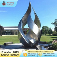 Sculpture de flamme en acier inoxydable, art abstrait moderne, décoration de jardin de parc public extérieur à grande échelle, personnalisée