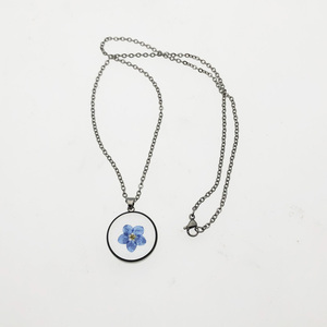 Di alta qualità 20MM in acciaio inox argento dolce essiccato pressato dimenticare Me non collana di fiori per il suo miglior regalo - Product Image 3