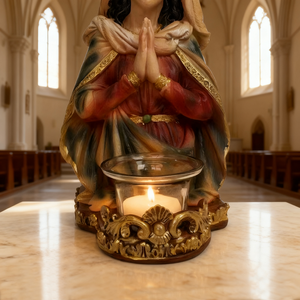Candelero de la Virgen María, Figuras Católicas Bendecidas, Candelero de Nuestra Señora de Lourdes, Artículos Religiosos Católicos de Poliresina - Product Image 4