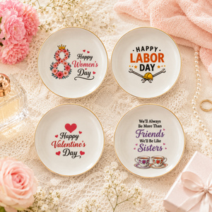 Factory Price UV Print Ceramic Jewelry <strong>Tray</strong> 3.5 4inch <strong>Circle</strong> Round Shape Gold Edge White Blank Porcelain Plate for Personalized - Product Image 1