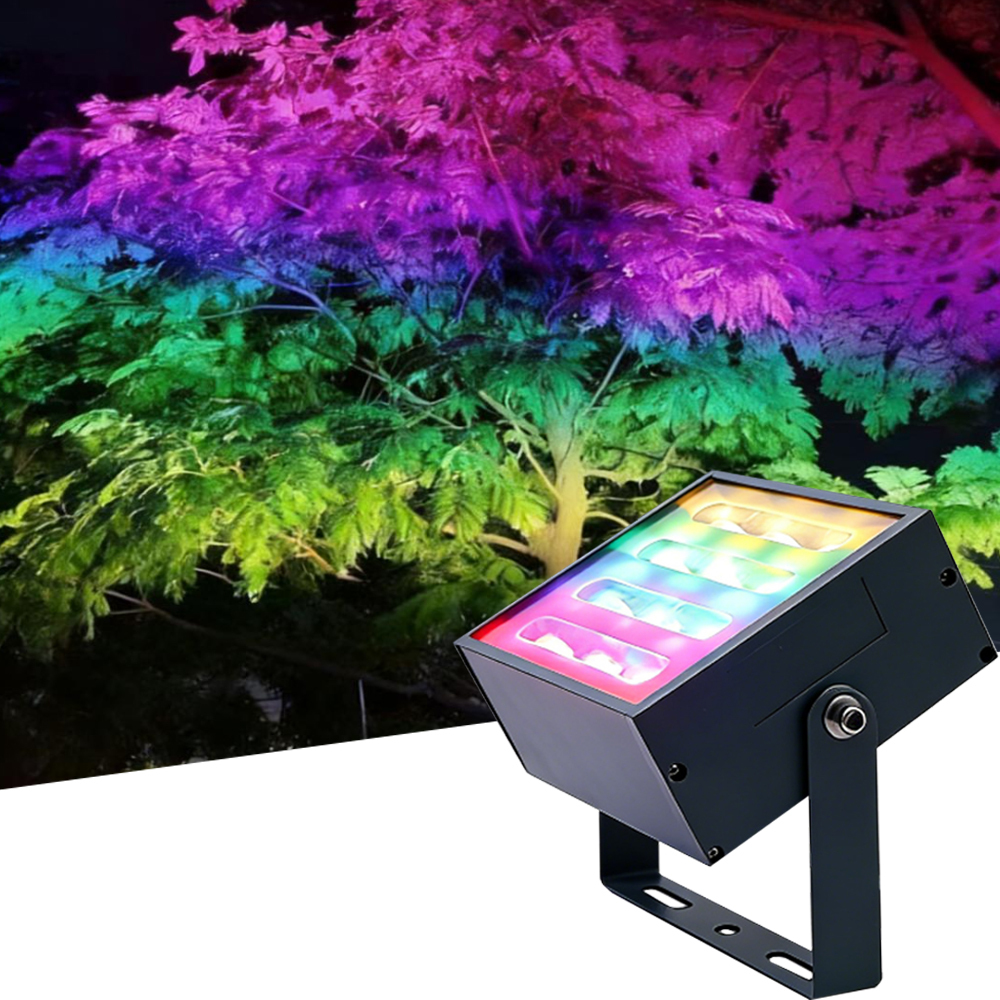 High-power outdoor color floodlights, used for atmosphere decoration of courtyards, gardens, landscapes, and building facades.